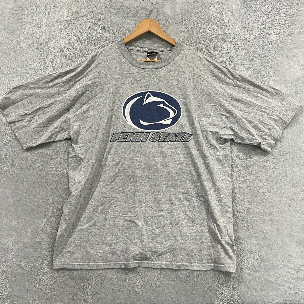 Vtg Penn State Nittany Lions T-Shirt Mens 2XL Gray TSI NCAA Football Sports Tee